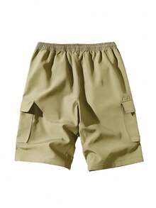 Men's Summer Casual Street Solid Color Multi-Pocket Cargo Shorts - Yellow - View 3