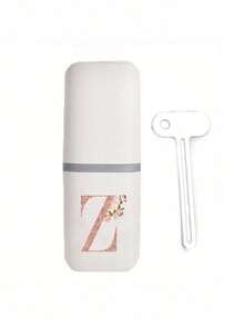 1pc Rose Gold Alphabet A-Z Portable Toothbrush Holder, Keeps Your Toothbrush Clean And Convenient To Carry! Travel Toothbrush Rack, Portable Toothbrush Cup Lid, Suitable For Travel, Camping, Business Trip And School, Multi-Function Toothbrush Cup, Travel Wash Cup, Toothbrush And Toiletry Storage Set, Minimalist Toiletry Storage Box, Travel Essential, Bathroom Accessory, Home Goods And Storage (White) - White - View 43