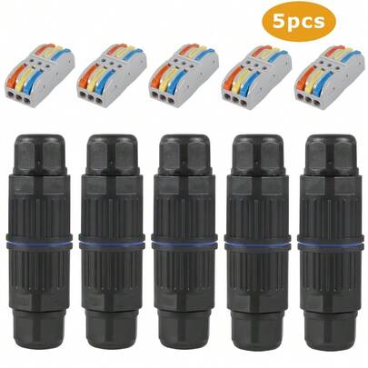 5pcs 3 Way Quick Connect Wire Connectors With Junction Box, Wire Connector Cable Range 3.5mm-10mm For Outdoor Underground Cable, LED Street Landscape Light