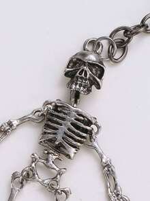 新款卡通万圣节骷髅头钥匙扣，个性化时尚背包和手提包挂件，万圣节配饰，趣味十足的大号骷髅头钥匙扣 - 灰色 - 查看 3