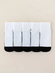 5 đôi tất cổ điển màu đen trắng phối chấm bi chống trượt cho trẻ em, tất mắt cá chân thoáng khí, thoải mái cho bé trai và bé gái, thích hợp cho mùa xuân, hè và thu. - Nhiều màu - Xem 7