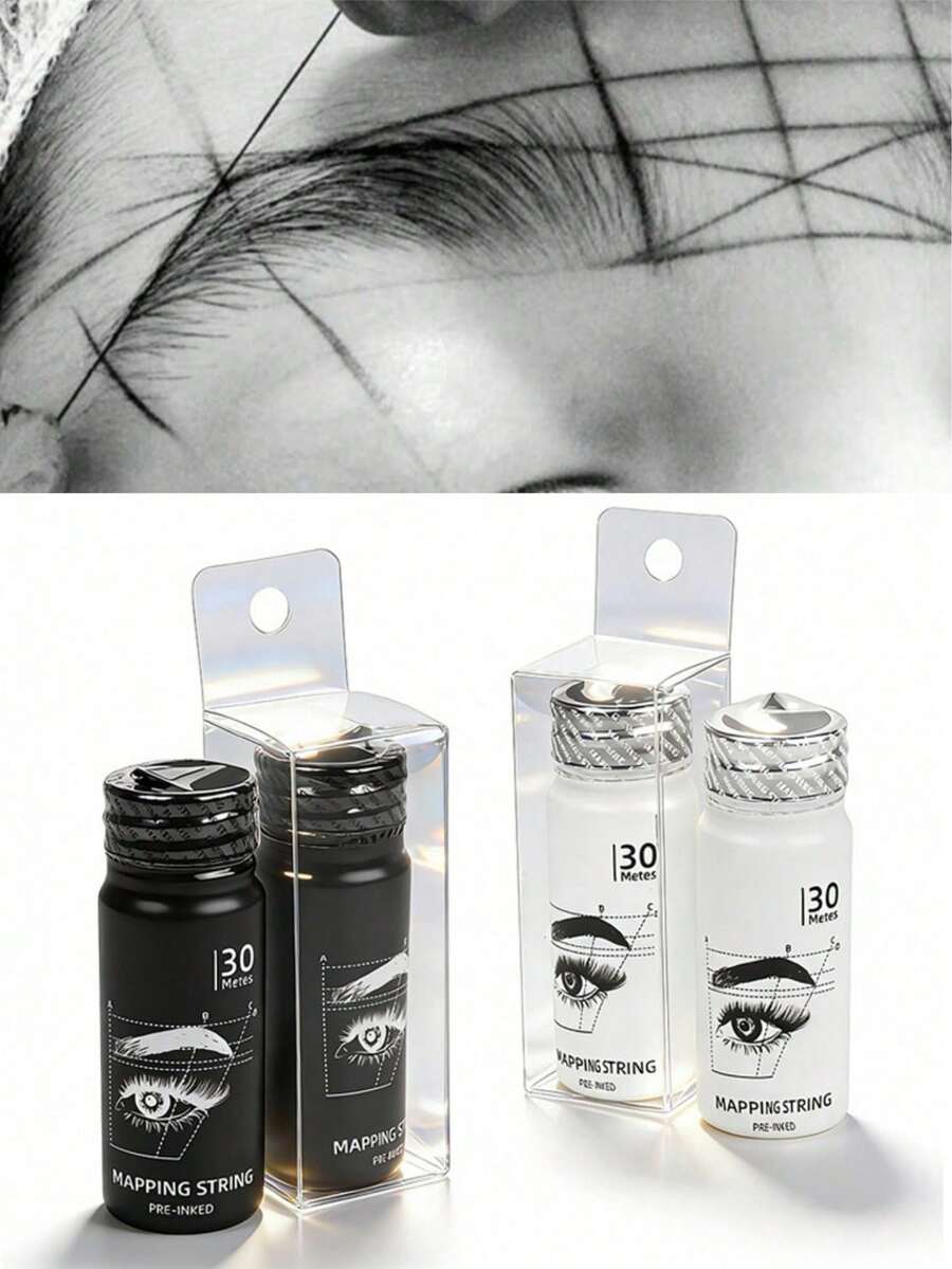 Bolígrafo para tatuaje de cejas microblading de 30M/10MM, diseño de tatuaje de cejas, 1181,1 pulgadas, delineador de cejas pre-tintado, puntos de tatuaje de cejas, delineador pre-tintado, accesorios de tatuaje de cejas - Multicolor - Ver 1