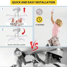Kasotile 1 Stück hochhelliges "Blatt" Stil LED Garage Glühbirne - Multifunktions 3-Blatt faltbares Design; liefert warmes Licht (3000K) oder kühles Weiß (6000K); Weißes PC Material; E26 Sockel; Betriebsspannung: 80V-265V. Ideal zum Beleuchten von Werkbänken, Werkstätten und Garagen. - Weiss - Übersicht 5