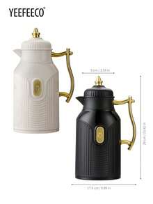 yeefeeco 1 Large Capacity Insulated Water Kettle, Gold-Plated Teapot, Coffee Pot, Hot Water Bag, Press Type Glass Inner Insulated Bottle - Black - View 9