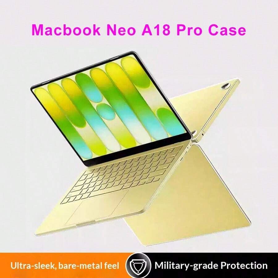 Funda para portátil 2026 para Macbook Neo Case de 13 pulgadas A3404, 100% coincidente con el color oficial, resistente a los arañazos, fácil de instalar, funda Neon A18 Pro