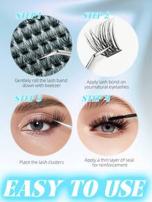 Coalsh 144PCS Curl Individual Lash Clusters Large Capacity Kit Use Raw Materials With A Roughness Of 0.07 D Curl (0.31-0.63inch) DIY Lash Extension Kit, Natural Look & Extra Thick & Wispy & Ultra Soft & Lightweight Reusable Segmented False Eyelashes Perfect For Daily Makeup, Wedding, Party, Festival, Mother's Day,Beginner Friendly Professional DIY Eyelash Extension Set - D - View 6