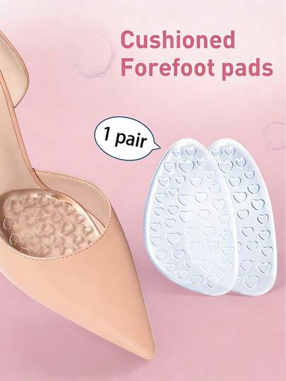 1 đôi lót giày hình trái tim mềm mại, giảm sốc, chống ma sát bằng silicon dành cho giày cao gót và dép xăng đan.