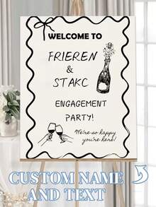 Personalized Minimalist Style Party Welcome Sign | Customized Luxury Engagement Banquet Welcome Sign | Customized Toast Party Welcome Sign | Suitable For Weddings, Valentine's Day, Sisters' Day - Multicolor - View 8