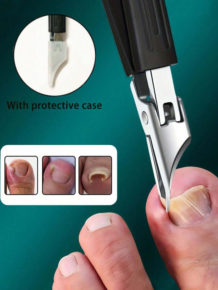 Recortador de alta precisión adecuado para uñas gruesas y encarnadas, fabricado en acero inoxidable de calidad con mango suave de y hoja ultra afilada con ángulo de 25 grados. Este cortaúñas para uñas gruesas diseñado para personas mayores tiene función a prueba de salpicaduras
