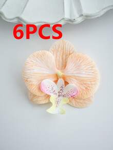 1pc/6pcs/30pcs 人造PU蝴蝶蘭花頭，3.9英吋仿真蘭花，婚禮花束裝飾、DIY手工、新娘派對、攝影道具批發 - 香檳色 - 查看 8