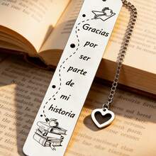 1 chiếc thẻ đánh dấu sách bằng thép không gỉ khắc dòng chữ tiếng Tây Ban Nha "Gracias Por Ser Parte De Mi Historia" (Cảm ơn vì đã là một phần trong lịch sử của tôi) - Món quà ý nghĩa dành cho giáo viên, bạn bè, người thân, đồng nghiệp, gia đình. - Sách Gracias - Xem 3