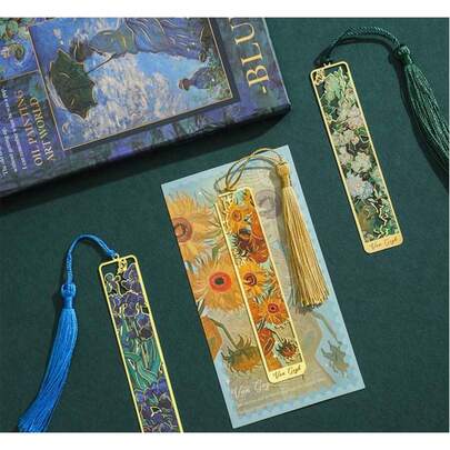 1个金属书签，金色镂空书签，梵高画作主题书签，阅读配件礼品，适合爱书人士、作家、读者、学生、青少年、男士、女士和成人。这是送给家人或朋友的完美礼物，他们一定会喜欢。