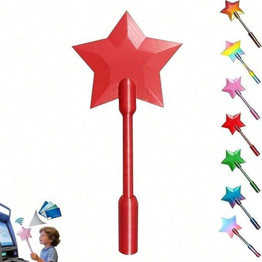 Magic Fairy Fairy Wand Credit Card Holder, 3D Printed Tap To Pay Wand, Fairy Wand Credit Card Holder - Red - View 1