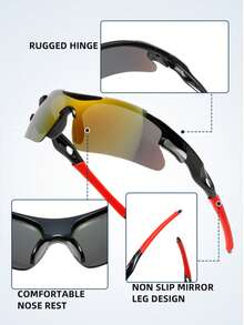 1 Pair Fashionable Multi-Color Large Frame Outdoor Sports Goggles, Adult Windproof Sandproof Mountaineering Cycling Goggles, Mountain Bike Riding Goggles, Driving Goggles, Outdoor Cycling Accessories, Fishing Goggles - Multicolor - View 5