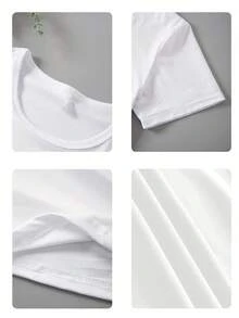 女士日常个性造型圆领短袖休闲春/秋/夏T恤 白色 - 白色 - 查看 7