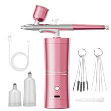 1 Set Super Stable Spray Gun Kit: 25 PSI Precision Spray Gun For Nail Art, Rechargeable Dual-Mode Spray Gun With 0.3mm Nozzle, Portable Makeup Spray Gun Suitable For Gel Manicure, Ombre French Manicure, Etc. - Multicolor - View 2