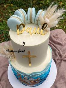 Personalized Cross Cake Topper - Custom Christening Cake Decoration And Christening Ceremony Decor - Multicolor 1 - View 3