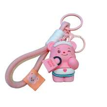 Móc khóa hình gấu bơ hoạt hình dễ thương, móc khóa xe hơi đôi, quà tặng nhỏ cho người chơi trò chơi gắp thú nhồi bông. - Nhiều màu - Xem 8