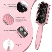 Curl Defining Brush Curly Hair Brush Slick Back Hair Brush For Combing And Shaping Curls In All Hairstyles To Reduce Pulling Pink - Hồng - Xem 4