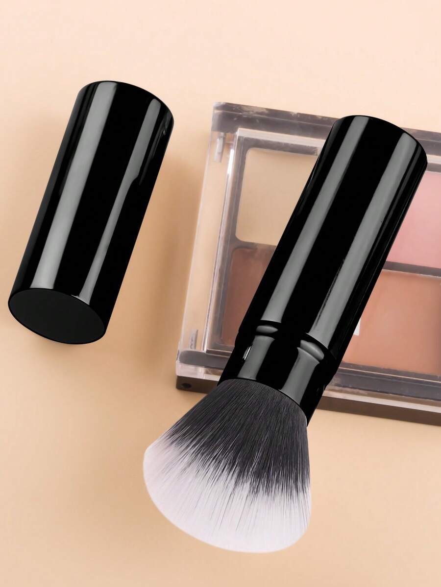 1pc Retractable Blush Brush, Portable Soft Bristle Makeup Brush With Cover, Dust-Proof - Multicolor - View 1
