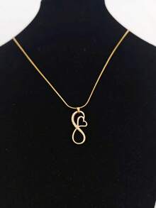 1件奢华18K镀金不锈钢无限爱心吊坠项链，男女皆宜日常佩戴，小众奢华之选 - 金黃色 - 查看 6