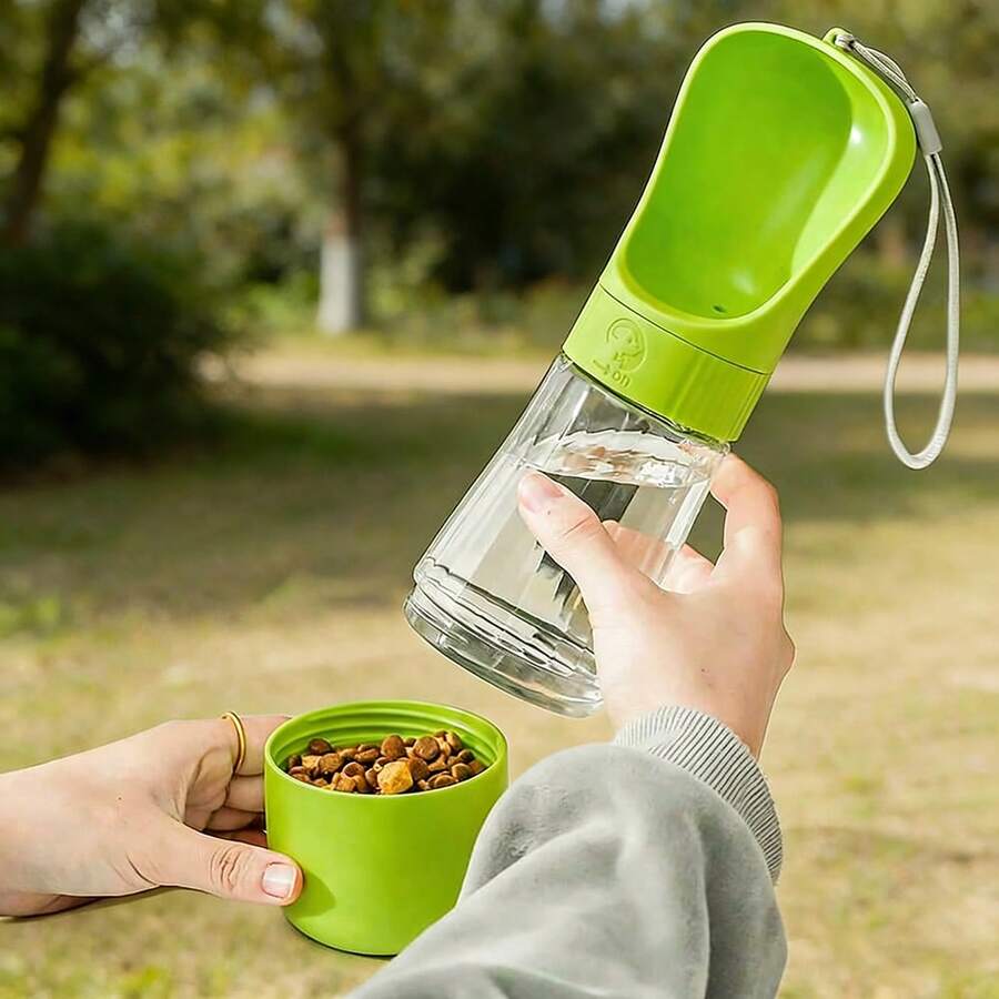 1个多功能宠物水瓶，带食物容器，便携式狗狗水杯和碗分配器，宠物用品，狗狗和猫咪户外饮水杯，适合跑步、散步和徒步旅行