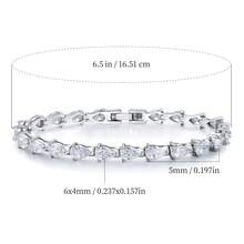 MDFUN Vòng tay tennis cổ điển mạ vàng trắng 18K | Đá Cubic Zirconia trắng hình giọt nước 4x6mm | Trang sức thời trang cao cấp đeo hàng ngày - Xem 6