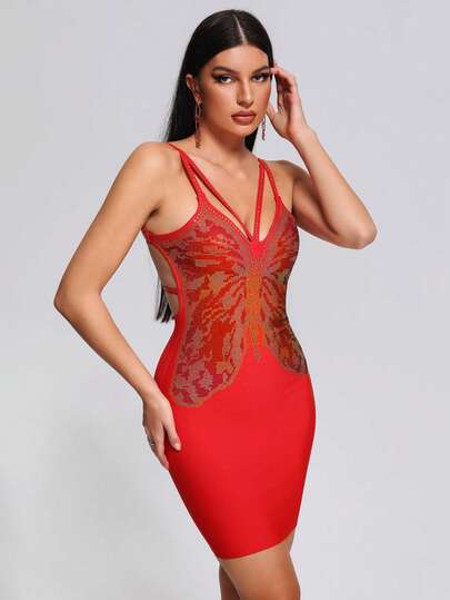 Bernatova Women Sexy Sweetheart Spaghetti Strap Hot Drill Mini Short Bandage Dresses , Special Occasion Short Dancing Club Cocktail Dresses For Celebrity , Club , Homecoming , Dinner Party