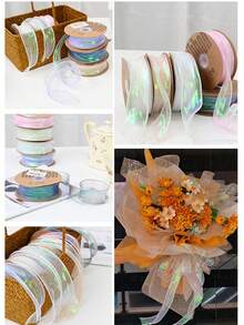 Rainbow & Watercolor Mermaid Tail Organza Ribbon,Suitable For Mother's Day, Themed Parties, Birthday Parties, Wedding Parties, Wedding Anniversaries, And Bridesmaid Gifts Wrapping. - 均碼 - 查看 9
