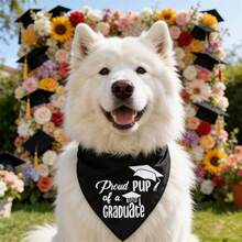1 pieza Pañuelo para mascotas negro, Pañuelo para mascotas de temporada de graduación "MI MAMÁ SE GRADUÓ", Babero de pañuelo de clase de 2026 para mascotas, regalo de graduación perfecto para amantes de los perros - Negro - Ver 5