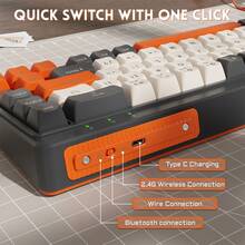 ATTACK SHARK M68 65% 无线游戏键盘，三模蓝牙/2.4G/有线连接，静音薄膜按键，PBT键帽，2000mAh电池，彩虹背光——送给女孩的可爱圣诞礼物，2026年圣诞节/新年假日 - 查看 6