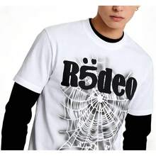 Sp5der Worldwide Web Tee Pink Green Spider Web Print T-Shirt Streetwear Hip Hop Oversized Top - trắng - Xem 4