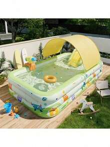 1pc Large Durable PVC Foldable Inflatable Swimming Pool - Universal Size, Foldable & Portable, Outdoor Recreation, No Electricity Needed, Foldable & Storable, Suitable For Beach, Camping, Backyard, Family Outdoor Swimming Pool, Giant Inflatable Pool/Home Inflatable Pool/Backyard Inflatable Pool, Backyard, Family Water Party, Summer Fun, Home Yard, Summer Party, Parent-Child Interaction, Inflatable Bathtub, Soaking Tub, Foldable Bathtub - A - View 6