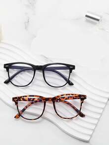 2pcs Women's Square Plastic Frame Classic Transparent Lens Glasses, Suitable For Computer, Reading, Gaming, TV, Mobile To Relieve Eye Fatigue, Back To School Daily Accessory - Clear - View 6