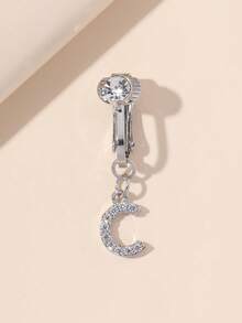 1 chiếc kẹp rốn chữ cái khảm nhỏ tối giản, tiện dụng để đeo hàng ngày cho phụ nữ. - Bạc - Xem 21