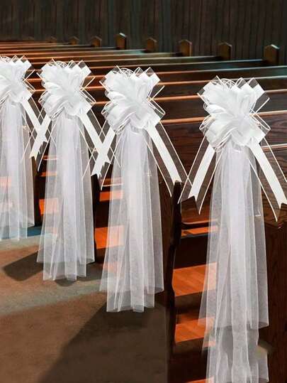 1/5 Set Decoración de Lazo Blanco de Tul - Elegante Decoración de Silla de Malla Blanca de Tul - Adecuado para Fiestas y Bodas - Decoración de Fondo Perfecto para Fiestas - Regalo Ideal para Planificadores de Bodas y Novias, Suministros para Fiestas en el Hogar, Decoración de Silla de Pasillo, Decoración de Fiesta de Boda, Decoración Interior y Exterior para Aniversario, Decoración de Área de Recepción, Decoración del Hogar, Suministros para Bodas, Decoración de Boda, Silla de Tul con Lazo para Fiesta de Boda, Recuerdos de Fiesta de Boda