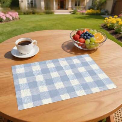 Bộ 4 tấm lót bàn ăn màu trắng, họa tiết kẻ sọc và caro nhiều màu, kích thước 30*45cm, phù hợp cho bàn ăn và trang trí nội thất, có thể giặt máy, là món quà tuyệt vời.