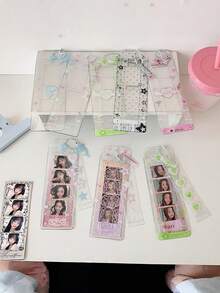 Transparent Glitter PVC Life 4-Frame Card Holder, Commemorative Ticket Organizer, 4-Photo Display Hanging Accessory, Bag Charm - Multicolor - View 4