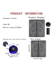 AXH. EMS足部按摩器，足部理疗仪，带脉冲功能的自动足部经络按摩垫 - 黑色 - 查看 3