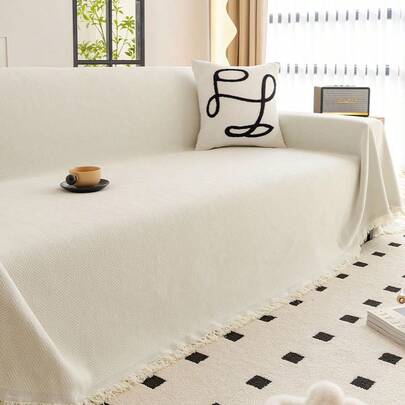 1pc Solid Color Sofa Slipcover, Sofa Blanket, Chenille Sofa Protector, Suitable For All Seasons, Bedroom And Living Room, Home Decor