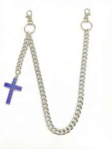 交叉裤链，带龙虾扣吊坠的腰链，钱包链，复古链，双层链，嘻哈朋克风，牛仔裤链，口袋链，男士钥匙扣，多元素裤链 - 彩色 - 查看 4