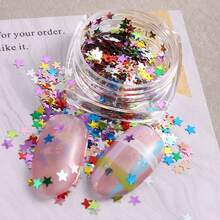 Decoración de uñas con estrellas brillantes, Purpurina con forma de estrella de cinco puntas, Pegatinas de gel ultradelgadas y sencillas, Decoraciones de arte de uñas populares en línea, Pegatinas de uñas ultradelgadas con láser - Multicolor - Ver 7
