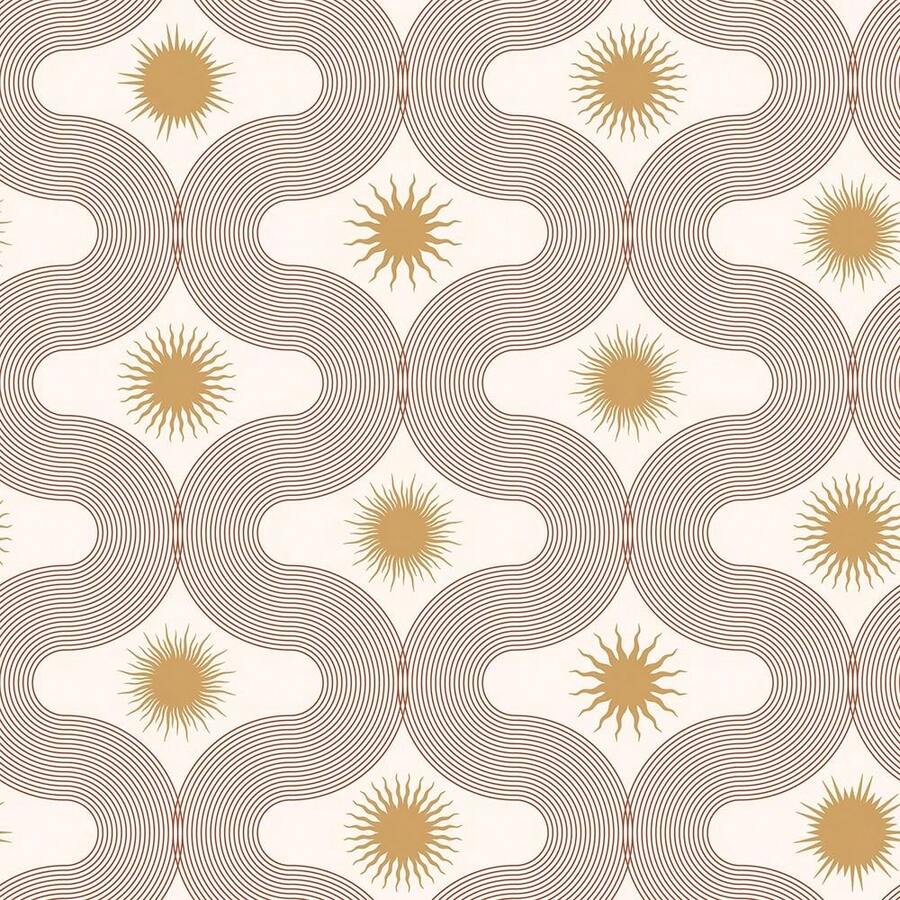 Boho BeigeYellow Modern Abstract Art Mosaic Sun Geometric Peel And Stick Wallpaper Stick On Contact Paper Vintage Wall Paper Easy Peel Off For Nightstand Drawer Cabinet Renter - 1PC - View 1