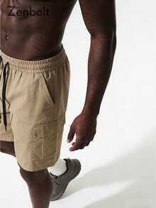 ZULIZ Quần short thể thao nam Zenbolt kiểu cargo, có dây rút. - Màu Khaki - Xem 4
