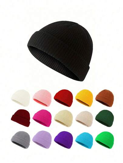 1 件 Y2K 风格时尚纯色针织帽，多用途保暖冬季便帽，适合街头、派对、户外活动、秋冬季服装