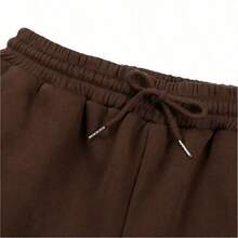 Unisex Wide Leg Sweatpants, Streetwear Style, Loose Fit, Flannel Lined, With Star Print, Stylish - Cà phê nâu - Xem 5