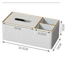 PU Leather Rectangular Tissue Box Cover - Multifunctional Tissue Box Organizer, Can Store Tissues And Remote Controls, Suitable For Bedside Tables And Side Tables - Multicolor - View 3