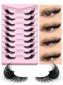 Pestañas postizas de media pieza, transparentes con forma de ojo de gato, cortas y suaves de 3D de piel de marta falsa, adecuadas para maquillaje natural (BP04), barra de pestañas, pestañas postizas - Negro - Ver 1