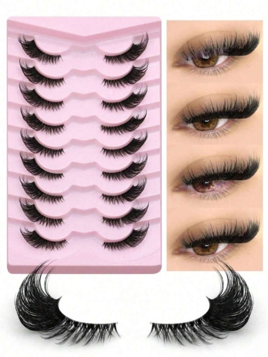 Pestañas postizas de media pieza, transparentes con forma de ojo de gato, cortas y suaves de 3D de piel de marta falsa, adecuadas para maquillaje natural (BP04), barra de pestañas, pestañas postizas - Negro - Ver 1