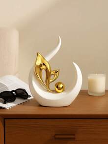 White With Gold/Silver Home Decor, Medieval Modern Style Decorative Tabletop Decor, Abstract Art Sculpture And Figurine Decor For Tabletop, Bookshelf, Resin Decorative Items, Ideal For Mother's Day Gift And Wedding Decoration - Multicolor - View 3